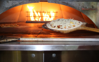 pizza in oven